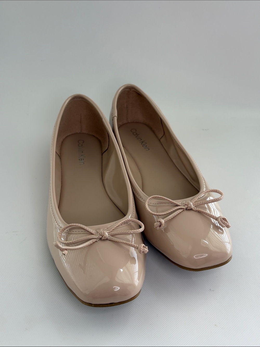 Calvin Klein Blush Patent Ballet Flats with Bow